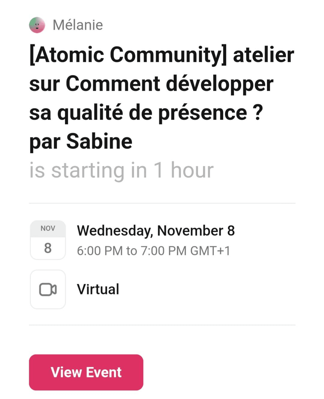 Invitation à un atelier Atomic Community