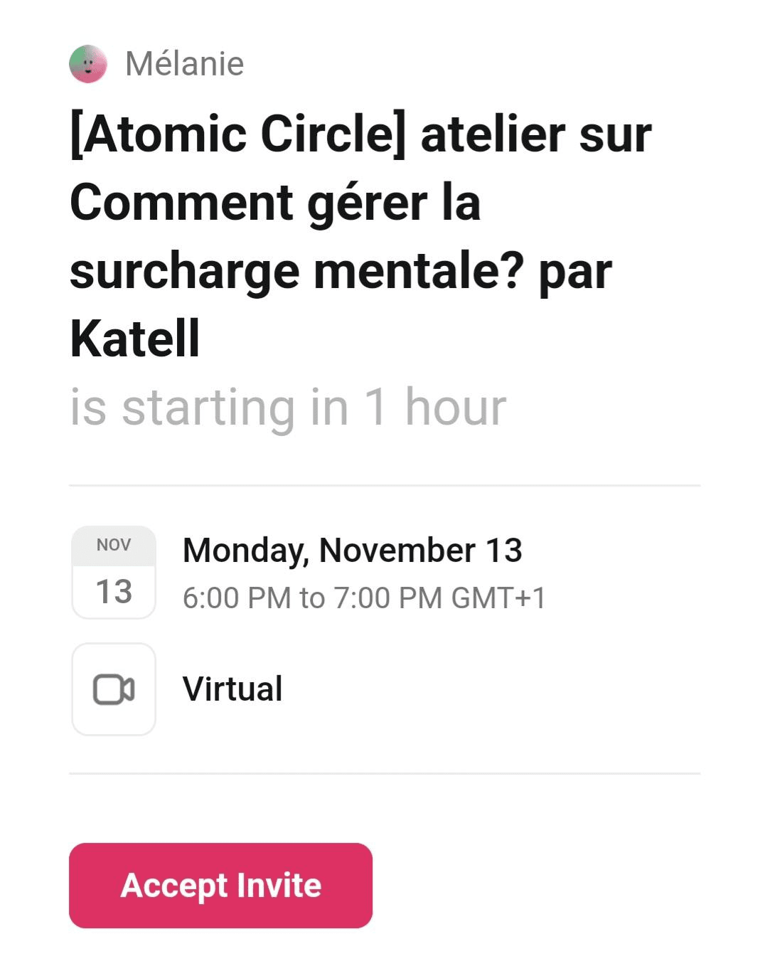 Invitation à un atelier Atomic Circle