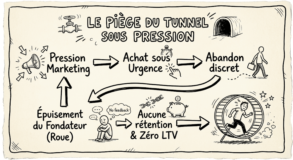 Schéma : le piège du tunnel sous pression
